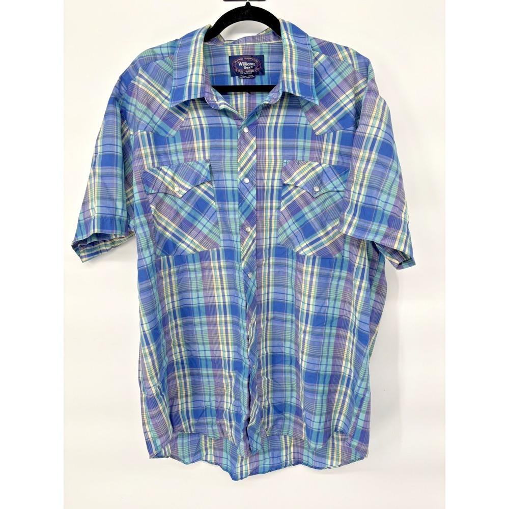 Williams Bay Blue/Yellow Plaid Short Sleeve Men's XX-Large Snap Western Shirt